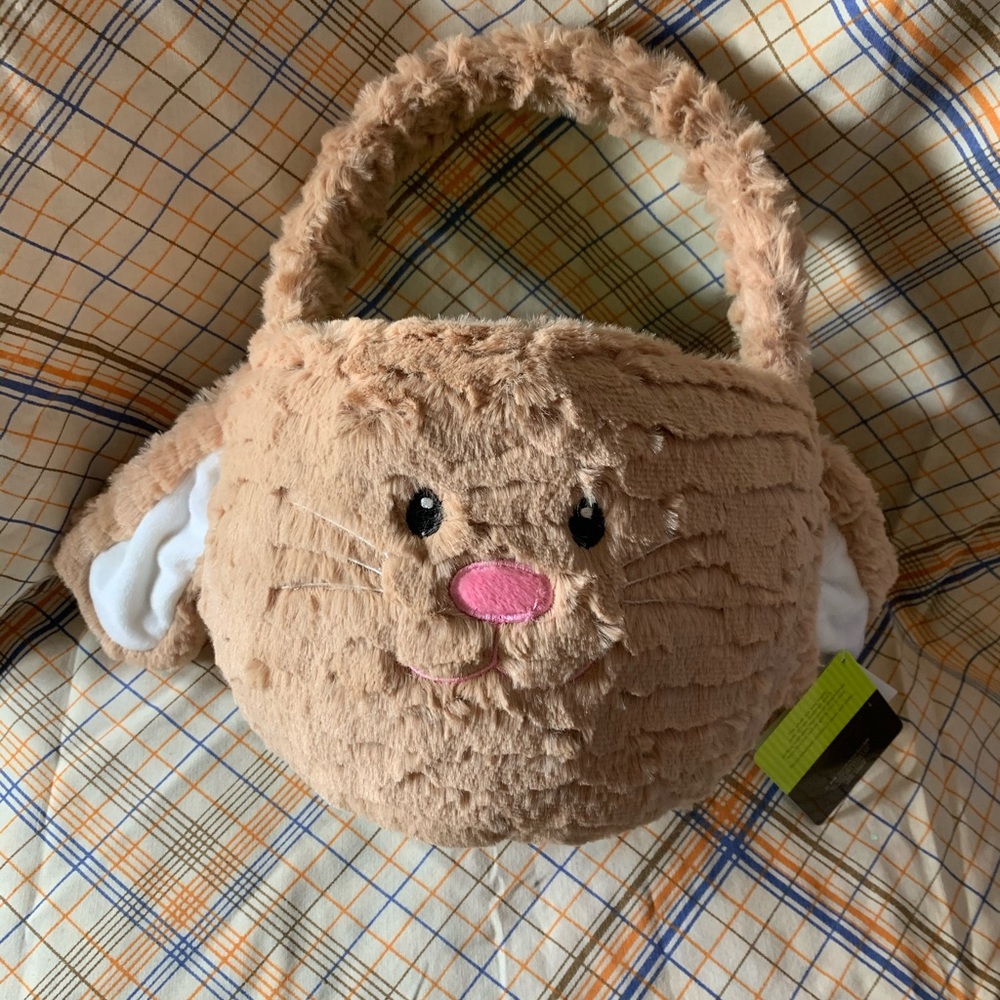 Furry bunny basket NWT!